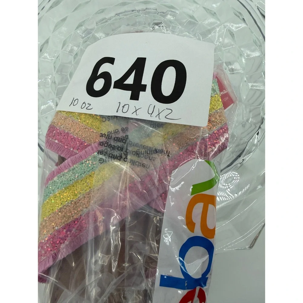 Nina Kids Rainbow Glitter Fringe Slide Sandals Pink Multi K200265 Size 4M NEW